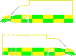 Striping Mercedes Sprinter Box Body Strobel Battenburg Green/Yellow/White KIT  left   right  Zone 1 Brugge 1-KAR-894