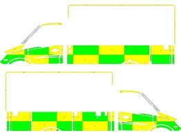 Striping Merc. Sprinter Box Body WAS ZONE 1 Battenburg Green/Yellow KIT  links   rechts  Brugge 1-KAR-797