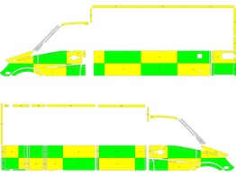 Striping Merc. Sprinter Box Body Strobel Battenburg Green/Yellow/White KIT  links   rechts  HUY 1-NRN-407