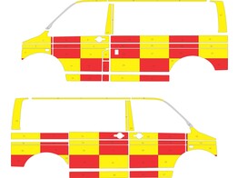 Striping VW T5 Battenburg Red/Yellow/White Avery Prismatic  links rechts 