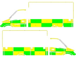 Striping Merc. Sprinter Box Body WAS ZONE 1 Battenburg Green/Yellow KIT  links   rechts  1-PDC-135