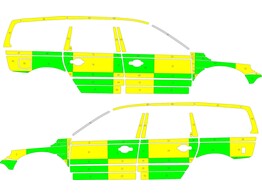Striping Volvo XC70 2008-2016 Battenburg Grun/Gelb/Wei  KIT  left   right  UZ Leuven 1-CFK-113