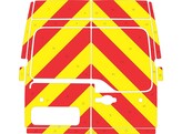 Striping Opel Movano/Renault Master 2013- achteraan ROOD/GEEL 20 cm
