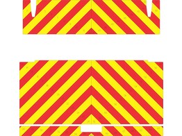 Striping Hainaut Centre Renault Master L4H1 Citybox Laadklep chevrons 10cm rood/geel