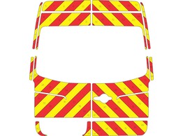 Striping Mercedes Sprinter H2 - Chevrons T7500 Rot/Gelb 10 cm - Turen 180  mit Fenster