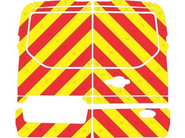 Striping Ford Transit Connect 2017 achterdeuren zonder ruit rood/geel 10 cm