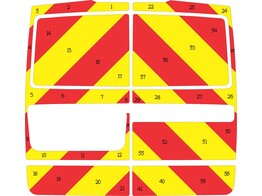 Striping Mercedes Vito 2008 A2 achterdeuren full rear chevrons rood/geel 20 cm