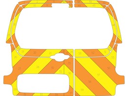 Striping Peugeot Partner - Chevrons Avery Prismatic T11500 Oranje/Geel 15 cm 2 achterdeuren met ruiten