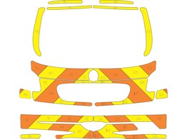 Striping Peugeot 206 2015 rear chevrons FLuo Yellow/fluo orange 15 cm Avery prismatic klasse III MUG