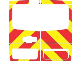 Striping Renault Trafic/Opel Vivaro 2016 Chevrons Rood/Geel 20 cm 2 achterdeuren met ruiten