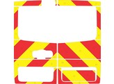 Striping Renault Trafic/Opel Vivaro 2016 Chevrons Rouge/Jaune 20 cm 2 portes arrieres vitrees