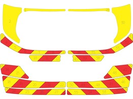 Striping Ford Focus Clipper 2017 - Chevrons T7500 Rot/Gelb 10 cm 2 Glas-Heckturen