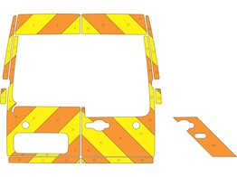 Striping Renault Master/Opel Movano/Nissan V400 H2 Chevrons Orange/Gelb 20 cm mit Fenstern