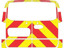 Striping Mercedes Vito 2016 A2 - Chevrons T7500 Red/Yellow 20cm - rear doors with windows