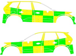Striping Volvo XC60 2017- Battenburg T11500 Grun/Gelb/Wei  KIT  links   rechts 