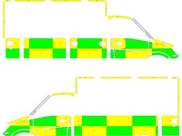 Striping Mercedes Sprinter Box Body Dulmer Waasland Green/Yellow/White kit  left right 