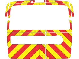 Striping Fiat Doblo 2017 met deuren en ramen rear chevrons rood/geel 10 cm