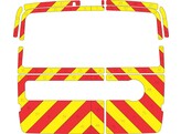Striping Fiat Doblo 2017 met deuren en ramen rear chevrons rood/geel 10 cm