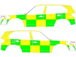 Striping BMW X5 Battenburg Green/Yellow/White KIT  links   rechts  MUG/SMUR