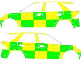 Striping Mercedes GLE 2017 - Battenburg T11500 Green/Yellow/White KIT left   right  MUG/SMUR