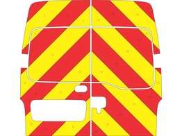 Striping Renault Master 2007 H2 - Chevrons T7500 Rot/Gelb 20 cm - 2 Heckturen ohne Fenster