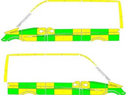 Striping Mercedes Sprinter 2013 L2H2 - Battenburg T11500 Green/Yellow/White KIT  left   right  - UZ