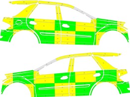 Striping Mercedes ML 2010 - Battenburg T11500 Green/Yellow KIT  left   right  MUG/SMUR
