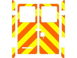 Striping Mercedes Sprinter WAS Box Body - Chevrons Avery Prismatic T11500 Oranje/Geel 20 cm - WAS7 post Tienen