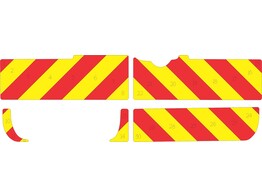 Striping Mercedes Sprinter achteraan H2 zonder ruiten ROOD/GEEL 10 cm Avery Prismatic deuren 270o below Windows  TERBERG 