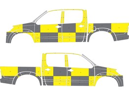 Striping Toyota Hilux Full Rear Red/yellow Avery Prismatic 12 5 cm