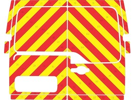 Striping Renault Master 2015 H1 - Chevrons T7500 Rot/Gelb 10 cm - 2 Heckturen 180  ohne Fenster