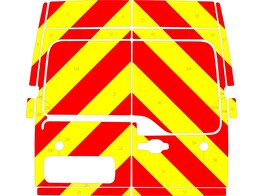 Striping Renault Master 2013 H2 - Chevrons T7500 Rot/Gelb 20 cm - mit Fenster