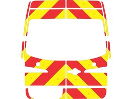 Striping Mercedes Sprinter H2 - Chevrons T7500 Rot/Gelb 20 cm 2 Heckturen 270  - mit Fenster - Ohne