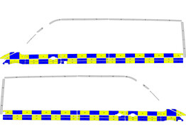 Striping MAN TGE/Volkswagen Crafter L4H3 Battenburg NIV2 1 schuifdeur rechts   flitsers en stekker Z