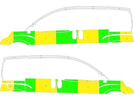 Striping Peugeot Bipper - Half Battenburg Green/Yellow/White  left   right 