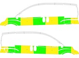 Striping Peugeot Bipper - Half Battenburg Vert/Jaune/Blanc  gauche   droite 