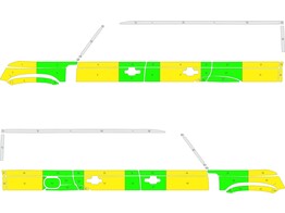 Striping Land Rover Defender 310 - Half Battenburg Groen/Geel/Wit KIT  links   rechts 