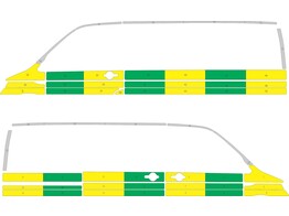 Striping Volkswagen T6 L1H1 Half Battenburg Green/Yellow/White KIT  left   right  sliding door right