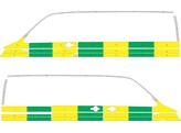 Striping Volkswagen T6 L1H1 Half Battenburg Green/Yellow/White KIT  left   right  sliding door right