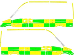 Striping Mercedes Sprinter L2H2 Battenburg Groen/Geel/Wit  links   rechts  2 schuifdeuren WDB9066331P142408