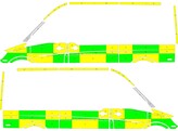 Striping Mercedes Sprinter L2H2 Battenburg Groen/Geel/Wit  links   rechts  2 schuifdeuren WDB9066331P142408
