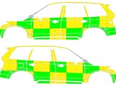 Striping Volvo XC90 MUG Battenburg Groen/Geel/Wit  links   rechts  Clinique Saint-Pierre