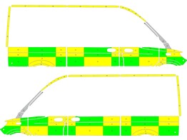 Striping Mercedes Sprinter 2018 L2H2 - Battenburg T11500 Grun / Gelb / Wei   links   rechts  2 Schie