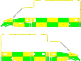 Striping Mercedes Sprinter Box Body Battenburg Groen/Geel/Wit KIT  links   rechts  B.H.N. Ambu