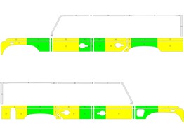 Striping Land Rover Defender 110 2010 - Half Battenburg Groen/Geel/Wit KIT  links   rechts 