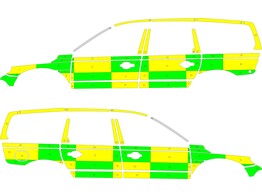 Striping Volvo XC70 2008-2016 MUG Battenburg Groen/Geel/Wit  links   rechts  Ambuce Rescue Team