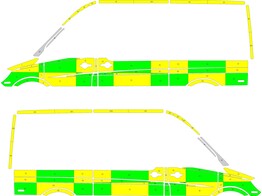 Striping Mercedes Sprinter 2013 L2H2 - Battenburg T11500 Grun/Gelb/Wei  KIT  links   rechts  2 Schie