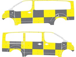 Striping Citroen Jumpy/Peugeot Expert L2 Traffic Officer Battenburg jaune/noire/blanc 1 porte coulis