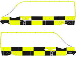 Striping Renault Master/Opel Movano L3H2 2014- Traffic Officer KIT Avery Prismatic Geel / Oralite Zwart 2 schuifdeuren