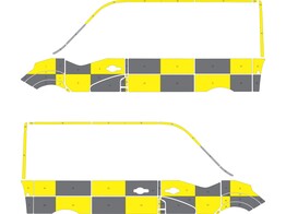 Striping Renault Master/Opel Movano L1H2 2014- Traffic Officer KIT Avery Prismatic Geel / Oralite Zwart 1 schuifdeur